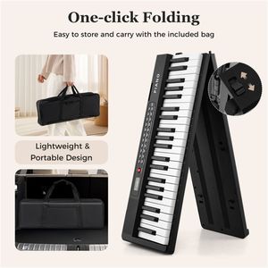 Pianoforte Digitale Pieghevole a 88 Tasti Semi-Pesati con Tasti Luminosi 128,27 X 22,86 X 5,08 cm, 3 Modalità di Insegnamento per Principianti - Product Image 3