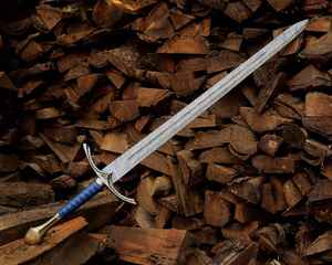 Hand Forged Damascus <b>Steel</b> Viking Sword with Carved Wooden Scabbard Medieval Norse Style Warrior Blade High Quality Scabbard - Product Image 1
