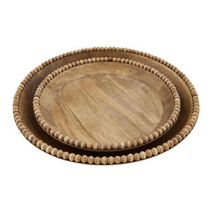 Cuencos de Madera Hechos a Mano con Borde de Cuentas, Diseño Bohemio para Presentación de Alimentos y Regalos - Product Image 2