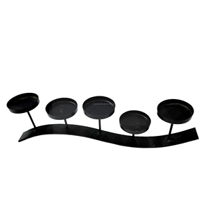 5 Plate Heavyweight <b>Black</b> <b>Metal</b> Iron <b>Candle</b> <b>Holder</b> for Weddings Birthdays & Parties Home Decor Table Centerpiece - Product Image 1