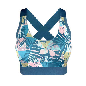 Women's Geometric Print Crisscross Back Sports Bra Medium Support Breathable Fitness Workout <b>Top</b> Scoop Neck Crossback Design - Product Image 3