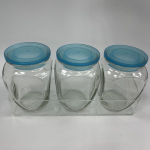 Vietnamese 3pcs <b>Square</b> Glass <b>Spice</b> <b>Jar</b> Collection with Durable Plastic Rack Food Safe & OEM/ODM Supply Made in Vietnam - Product Image 2