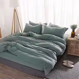 Housse de couette en lin à marque privée avec 2 taies d'oreiller et fermeture boutonnée pour usage hospitalier et domestique - Product Image 3
