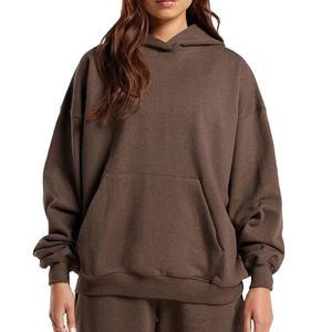 Hoodie long en polaire surdimensionné pour femme, 100 % coton, teint uni, style streetwear, épaules tombantes, personnalisable – Meilleures ventes hiver - Product Image 1