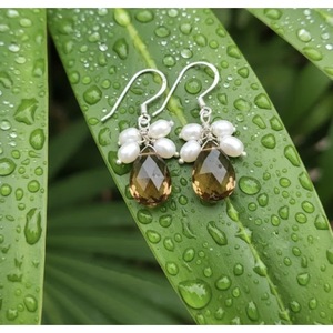 Boucles d'oreilles pendantes en perles de citron, en argent sterling 925, bijoux artisanaux de Jaipur, Inde, plaquées or 18 carats, vente en gros - Product Image 1