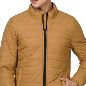 Custom Logo <b>Men</b> <b>Lightweight</b> Puffer <b>Jacket</b> Contrast <b>Black</b> Zipper Quilted Winter Bubble Coat Blanks - Product Image 4