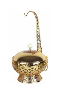 Ensemble de vaisselle de luxe fait main en acier inoxydable avec support argenté, résistant au congélateur, pour réchaud de buffet – Designs élégants de haute qualité - Product Image 4