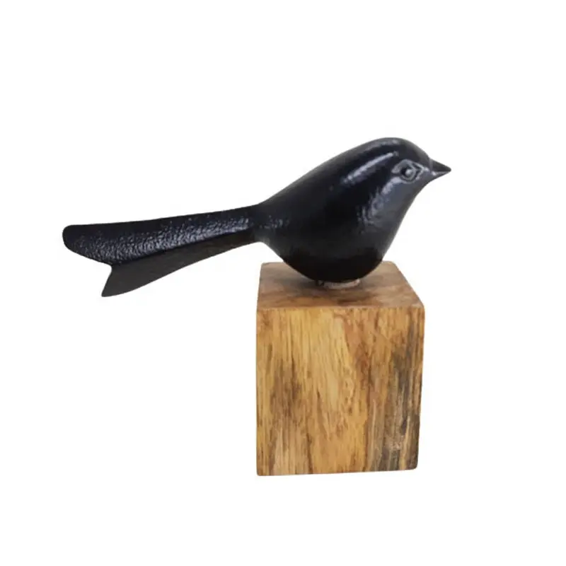 Sculpture décorative de table en aluminium avec Base en bois, couleur noire mate, Figurine de Style moderne pour la décoration de la maison