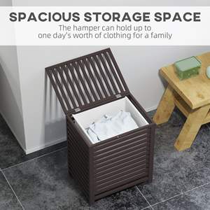 Cestino da bucato in bambù da 55 L con fodera rimovibile e coperchio 19.75X14.25X23.5 pollici cesto portaoggetti in tessuto - Product Image 4