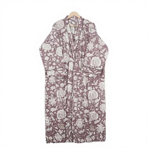 Robe Kimono en Coton Tricoté Imprimé Floral 100% Coton, Style Artisanal Jaipuri, Tenue Décontractée Romantique et Respirante pour l'Été - Product Image 1