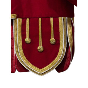 เสื้อโค้ทดับเบิ้ลดรัมเมอร์สำหรับผู้ชาย ขายดีที่สุด ผลิตจากผ้าขนสัตว์ผสม 100% แต่งขอบด้วยดิ้นสีทอง สีแดง ขายส่งจากโรงงาน รับผลิตแบบ OEM ODM - Product Image 4