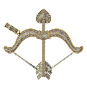 Collar con Colgante Unisex de Moda, Estilo Hiphop de Tendencia 2025, con Corazón de Cupido y Flecha de Amor, Chapado en Oro Sólido de 10K, con Diamantes Moissanite - Product Image 1