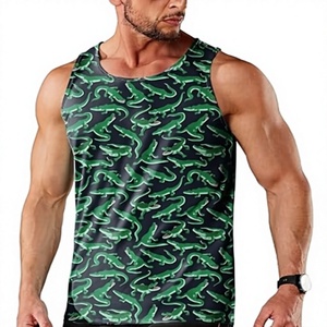 Neon <b>Dinosaur</b> Cartoon Print Men's Tank <b>Top</b> Crew Neck Casual Style 100% Polyester Knitted Breathable Digital Printing HIGH STREET - Product Image 4