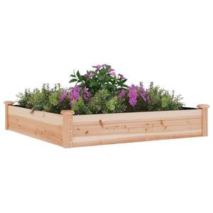 Bac à fleurs surélevé en bois de sapin massif 47,2 x 47,2 x 9,8 po, pots et jardinières naturels - Product Image 3
