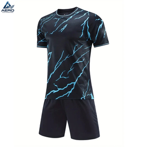 Ropa Deportiva Transpirable para Partidos y Entrenamientos de Fútbol, Uniforme de Fútbol de Manga Corta con Cuello Redondo y Color Sólido para Adultos - Product Image 2