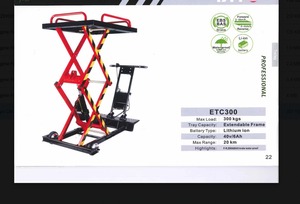 Plateforme élévatrice à ciseaux électrique Tayo ETC300, capacité 3 tonnes, hauteur de levage maximale >72,8 pouces, rouge/noir industriel, garantie 1 an, durée de vie 5 ans - Product Image 3