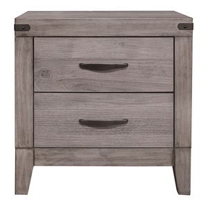 Dark Metal Hardware Bed <b>Side</b> <b>Table</b> 2 <b>Drawers</b> Brownish Gray Finish 1pc Nightstand Melamine Laminate Nightstands Product Category - Product Image 3