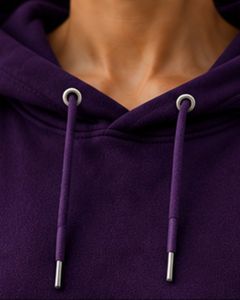 Sudadera con capucha morada extragrande para mujer, con estampado gráfico de hojas personalizado, de algodón y felpa, estilo casual urbano con hombros caídos - Product Image 5