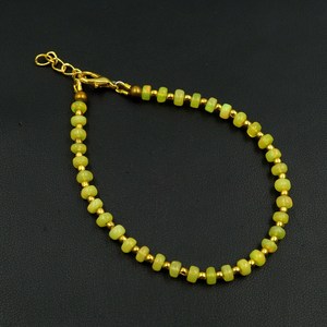 Natural Yellow Opal Roundel Beads Bracelet, Ethiopian Multi <b>Fire</b> Opal Gemstone Jewelry - Product Image 4