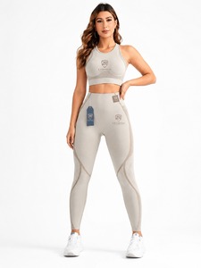 Custom Logo OEM ODM Low MOQ Factory Direct Sale <b>Crop</b> <b>Top</b> 2-Piece Set Eco-Friendly Breathable Quick Dry High Waist - Product Image 1