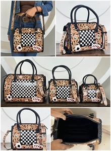 Bolso de Mano de Cuero Repujado a Mano, Diseño de Cartas de Póker a Cuadros Blancos y Negros, Bolso Bandolera para Mujer, Superventas - Product Image 3