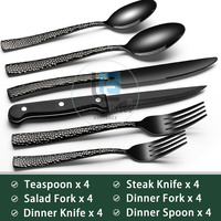 Ensemble de couverts plaqués noir de qualité supérieure, ensemble de couverts en acier inoxydable le plus vendu, vente en ligne d'ensembles de couverts