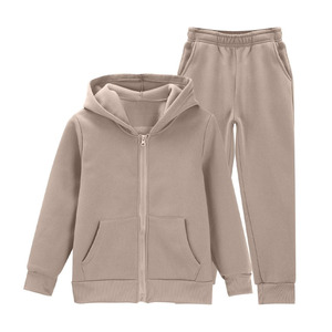 Conjuntos deportivos para niños, ropa deportiva gruesa de invierno, con capucha y cremallera, conjunto de dos piezas. - Product Image 3