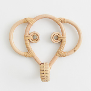 Gancho de madera de ratán hecho a mano lindo Elefante en forma superventas ganchos circulares adorno montado en la pared para sala de estar - Product Image 2