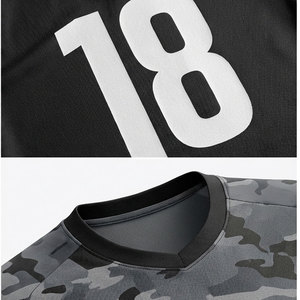 Ensemble de maillots de football personnalisés sublimés pour hommes, camouflage, col en V, manches courtes, uniformes respirants, taille adulte, polyester 180g - Product Image 4