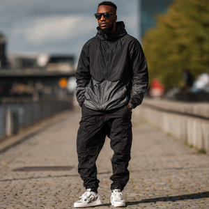 Windbreaker 100% Nylon Tracksuits Men Solid Color Streetwear Windbreaker Tracksuits Windbreaker <b>Jacket</b> Zip up Tracksuit Men - Product Image 3