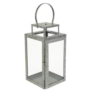 Lanterne porte-bougie artisanale en métal galvanisé gris antique, fer et verre, style ferme, pour intérieur - Prix de gros - Product Image 6
