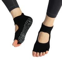Chaussettes de yoga pour femmes à bout ouvert avec grip antidérapant pour Barre, Danse et Pilates - Semelle respirante à 5 doigts antidérapante