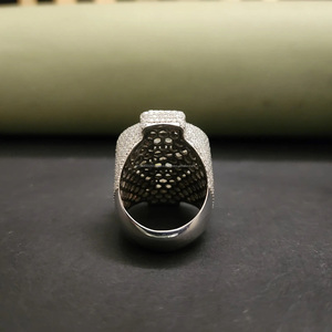 Bague Hip Hop de mode, motif dollar glacé, style bling pour rappeur, personnalisée, en Moissanite, argent sterling 925 plaqué rhodium - Product Image 5