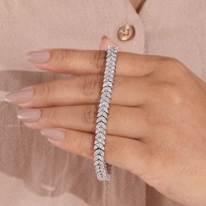 Lab Grown Diamond Marquise Tennis Bracelet Leaf Style Diamond Bracelet White Gold Bridal Bracelet Wedding Jewelry <b>Gift</b> for Women - Product Image 1