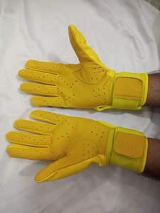 High Quality Leather Lightweight Baseball Batting Gloves <b>Hook</b> Loop Closure Custom Logo Full Finger Hand Unisex - Product Image 2
