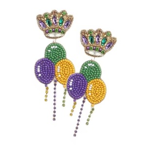 Pendientes florales con cuentas de béisbol, diseño de hoja y flor bordada con cuentas de vidrio naranja, rosa y verde, ideales para fiestas, bodas o como regalo. - Product Image 1