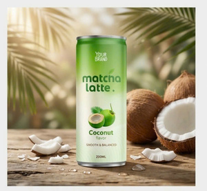 Canette en aluminium de 250 ml, sans sucre, aromatisée, 100% pure, 8 Brix, matcha latte, origine Vietnam, marque privée - Product Image 1