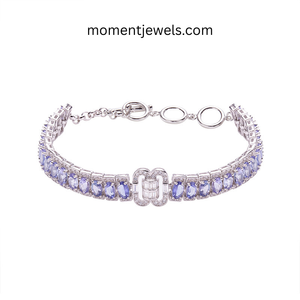 Fashion OL Geometric Silver <b>Gemstone</b> <b>Bracelet</b> for Women Solid Silver 13g Link Chain <b>Bracelets</b> - Product Image 1
