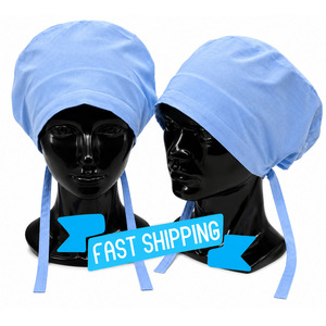 Bonnet chirurgical tricoté bleu avec boutons protège-oreilles, bonnet chimio unisexe, séchage rapide, respirant, pour hôpital - Product Image 4