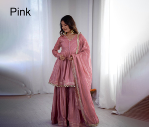 Indian & Pakistan Clothing Gharara Designs Punjabi Girl Sexy Beautiful Salwar Suit Neck Designs Sarara Woman Dress Wholesale - Product Image 1