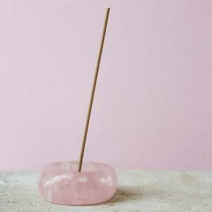 Support d'encens artisanal en cristal de quartz rose naturel, pierre précieuse pour le yoga, la méditation et la décoration intérieure, prix export - Product Image 5