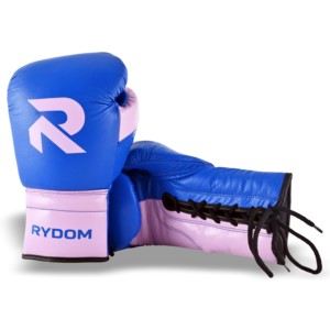 Guantes de Boxeo RYDOM Azules y Rosas con Cordones, Logotipo Personalizado, OEM, Venta al Por Mayor, Marca Privada, Equipo para Sparring, Kickboxing y Saco de Boxeo - Product Image 3