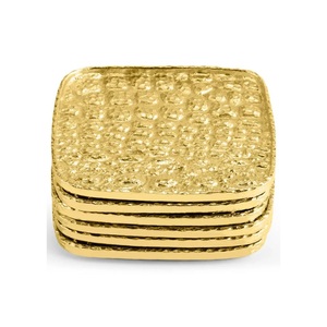 Metal <b>Coasters</b> Set Of 4 Brushed <b>Gold</b> Brass Drink <b>Coasters</b> Cup Mat For Wholesale Custom Logo Home Hotel Tableware Supply - Product Image 3