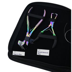 Hair Extension Tools Kit Microbeads Crimping Remover Plier Hook Loop Wire Tape In Plier Scissor <b>Parting</b> Finger Rexine Case - Product Image 3