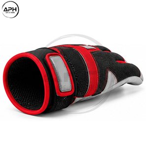 Gants d'assemblage rouges et noirs durables, les plus récents, avec panneaux géométriques en tissu texturé et fermeture auto-agrippante réglable - Product Image 6
