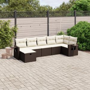 Ensemble de canapés de jardin en polyrotin brun moderne avec coussins en mousse haute densité, mobilier d'extérieur, design modulaire grand format - Product Image 3