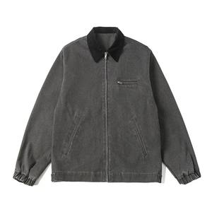 Nouvelle veste d'extérieur surdimensionnée à fermeture éclair pour homme, en toile vintage de qualité supérieure, style Euro/US, prête à l'emploi, personnalisable - Product Image 4