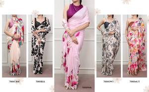Elegant Look Top Quality <b>Satin</b> Silk with Printed Design Saree-<b>Blouse</b> Collection Supplier from Surat Woman Fashion Manufacturer - Product Image 6
