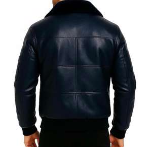 แจ็คเก็ตหนังแท้บุรุษสำหรับฤดูหนาว แบบลำลอง ระบายอากาศได้ดี แห้งเร็ว มีโลโก้ด้านหน้า ทำจากหนังวัวแท้ - Product Image 3