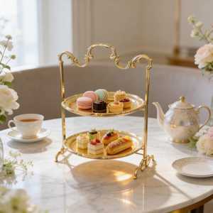 Three Tier Silver <b>Cake</b> <b>Stand</b> Handmade Multi Layer Dessert Display Rack for Tea Party Snack Serving - Product Image 4